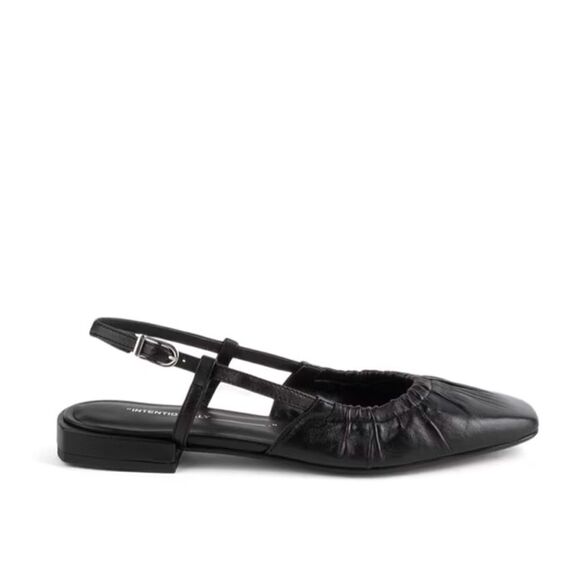 Intentionally Blank Daff Black Leather Slingback Flats| size  7.5 / 38 - Picture 2 of 13
